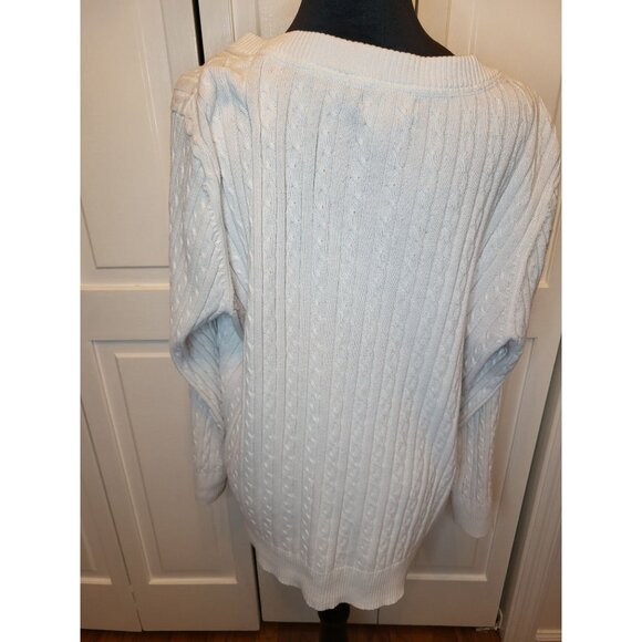 Laura Scott Ivory Cable Knit Button Cardigan 16/18W Old Money Cottage Preppy - Picture 2 of 7